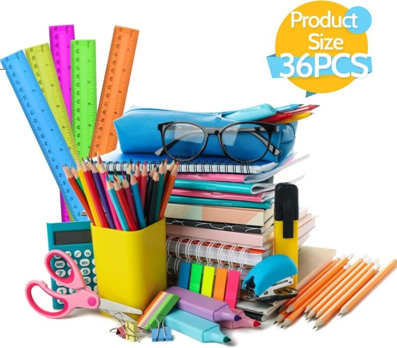 6PCS Clear Ruler, 12 Inch Plastic Rulers for School, Home, or Office, Clear Plastic Rulers, Assorted Colors. - Image 7