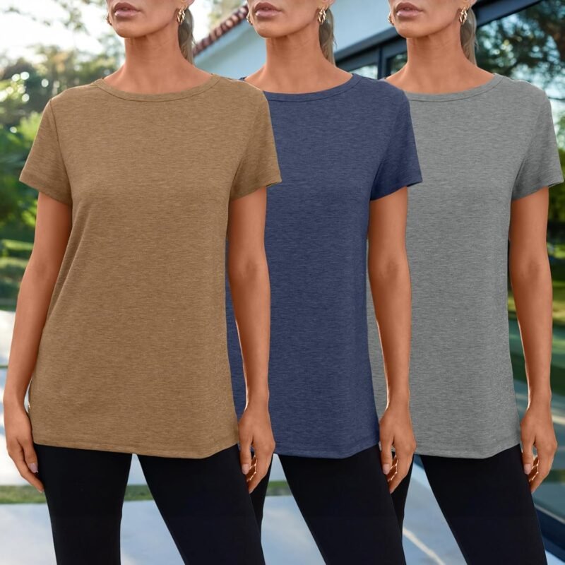 SUNBS Womens 3 Pack T-Shirts Short Sleeve Summer Tops Fashion Basic Tees Comfy Casual Vacation Outfits Workout Clothes 2025 - Image 2