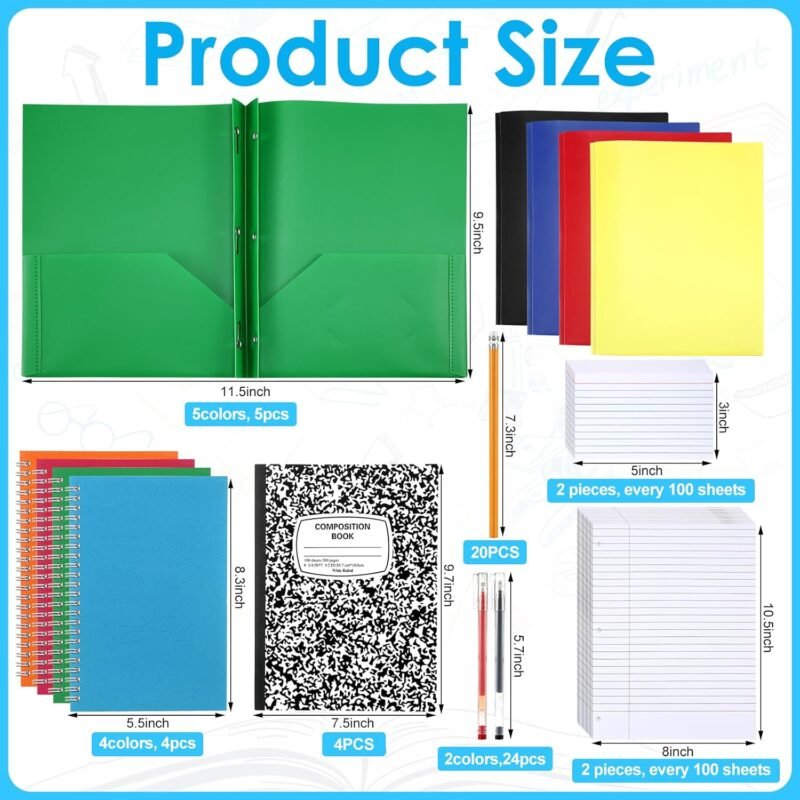 61 Pcs High School Writing Bundle Essential Back to School Supply Kit Essentials Elementary Supplies Set for College Kids Students Freshman - Image 2