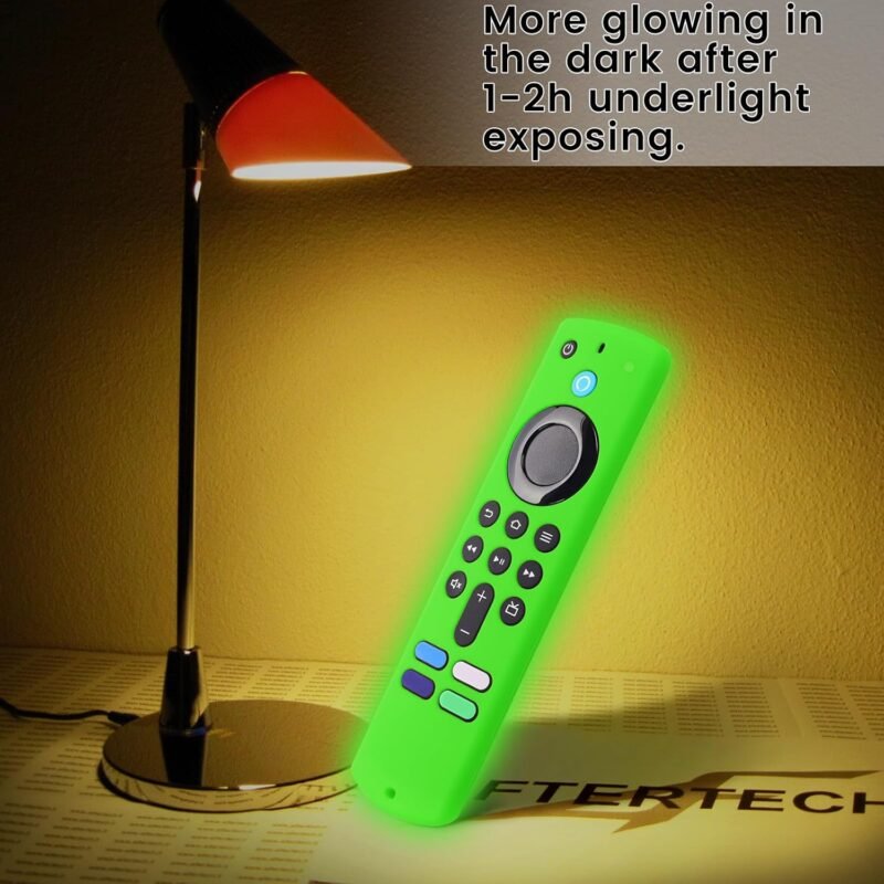 2-Pack Glowing Green + Glow Blue Remote Cover Compatible with Lenovo FireTV Stick, HD, 3rd Gen., 4K Remote Controls, Anti-Slip Silicone Protective Case with Lanyard, GITD! - Image 2