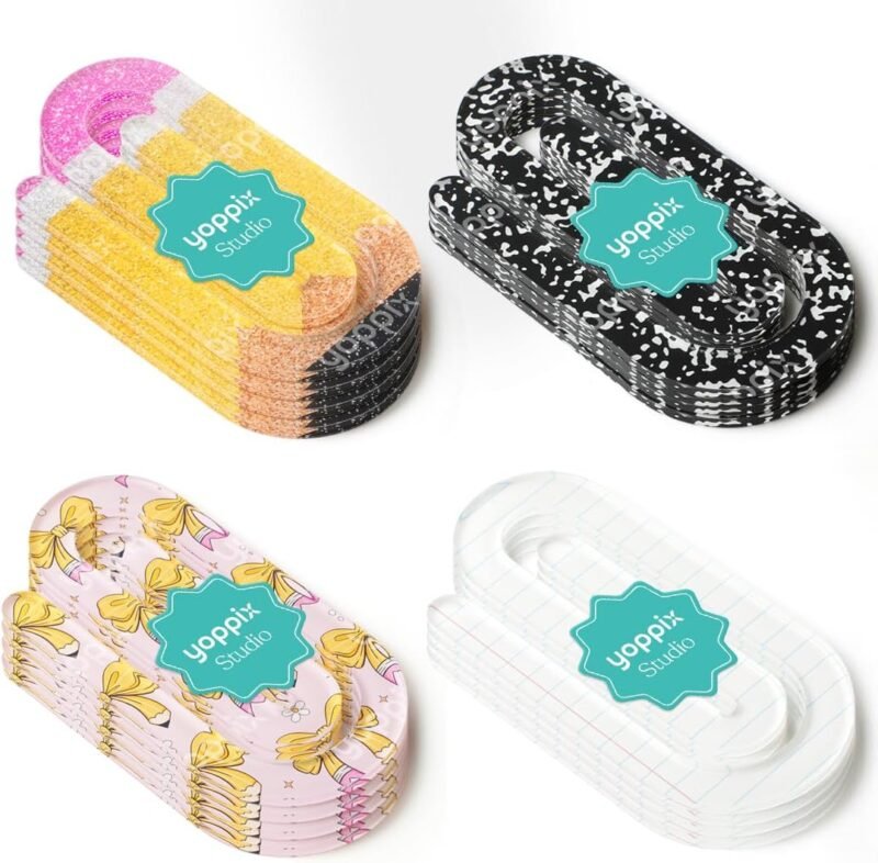 12 Pcs Jumbo Teacher Acrylic Paper Clips Teacher Appreciation Gift Cute Penci Paperclip Design for Office Classroom Bookmark Gift Book Lovers, Back to School Supplies