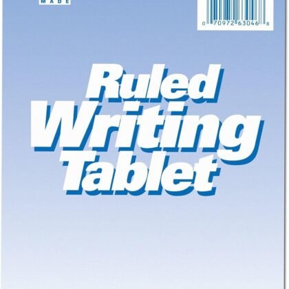 Roaring Spring 6"x9" Writing Tablet, 100 Sheets 15# White Paper, Wide Ruled, Heavy Back Board, Top Edge Bound