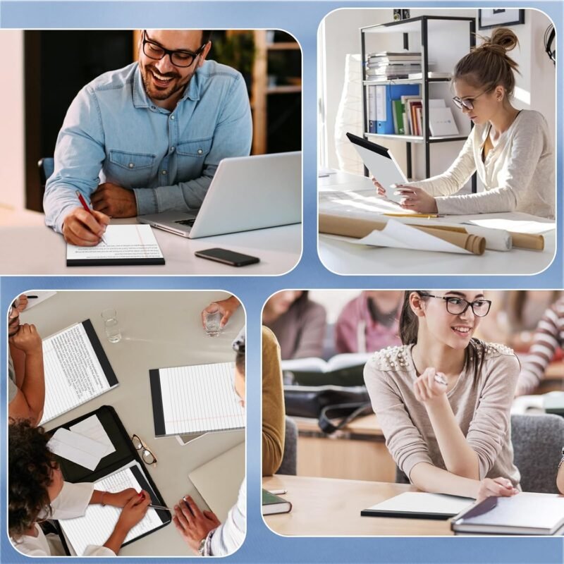Legal Pads 8.5 x 11, Writing Paper Tablets 8-1/2 x 11, 6 Pack White Note Pads 8.5 x 11 for Office Supplies, Letter Pads 8.5 x 11 Wide Ruled, Perforated Notepads 8.5 x 11, 30 Sheets Each Notebook Paper - Image 6
