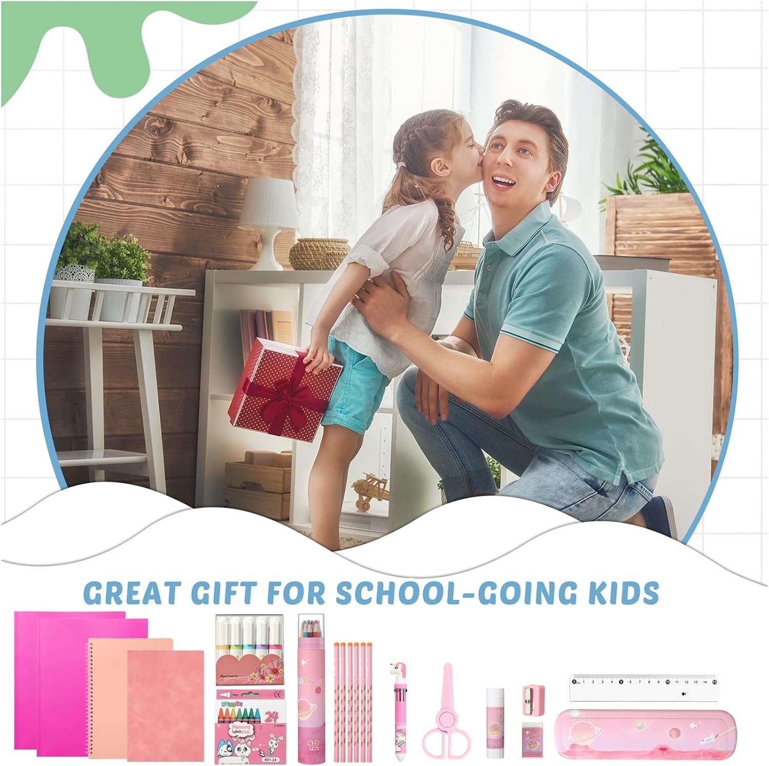 Sabary 58 Pcs Back to School Supply Bundle Kit for Girls Grades K-12, Essentials Box of Supplies Bundle, School Classroom Essentials Include Folders Notebook Pencil Pen Ruler Scissor and More(Pink) - Image 7