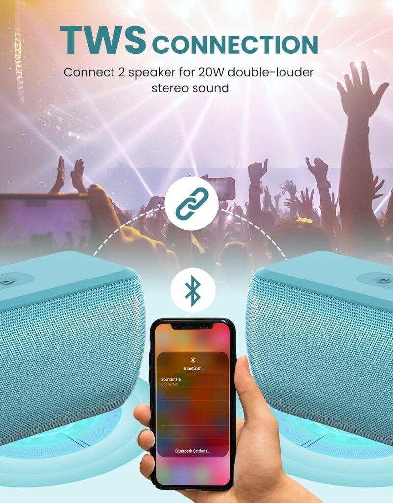 LENRUE Bluetooth Speaker,Wireless Portable Speakers with TWS, 16H Playtime,Loud Clear Sound for Home,Travel and Outdoor,Handfree Calls Compatible with for iPhone (Powder Blue) - Image 3