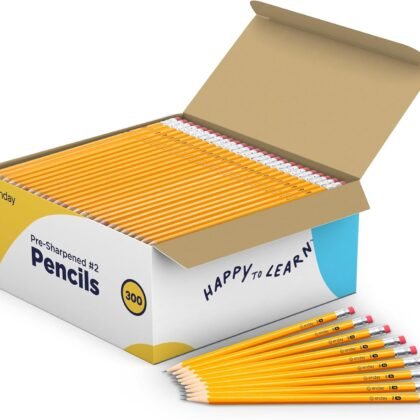 Enday #2 Pencils Bulk - 300 Pack - Pre-sharpened pencils #2 Wood-Cased Yellow Sharpened Pencils for Kids with Latex-Free Eraser Top for Office and Classroom Supplies.