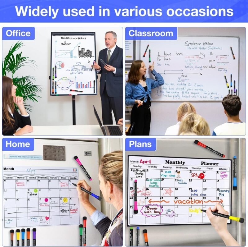Magnetic Dry Erase Markers Fine Point Tip, 12 Colors White Board Markers Dry Erase Marker with Eraser Cap, Low Odor Whiteboard Markers Thin Marking for Kids Teachers Office School Supplies - Image 5