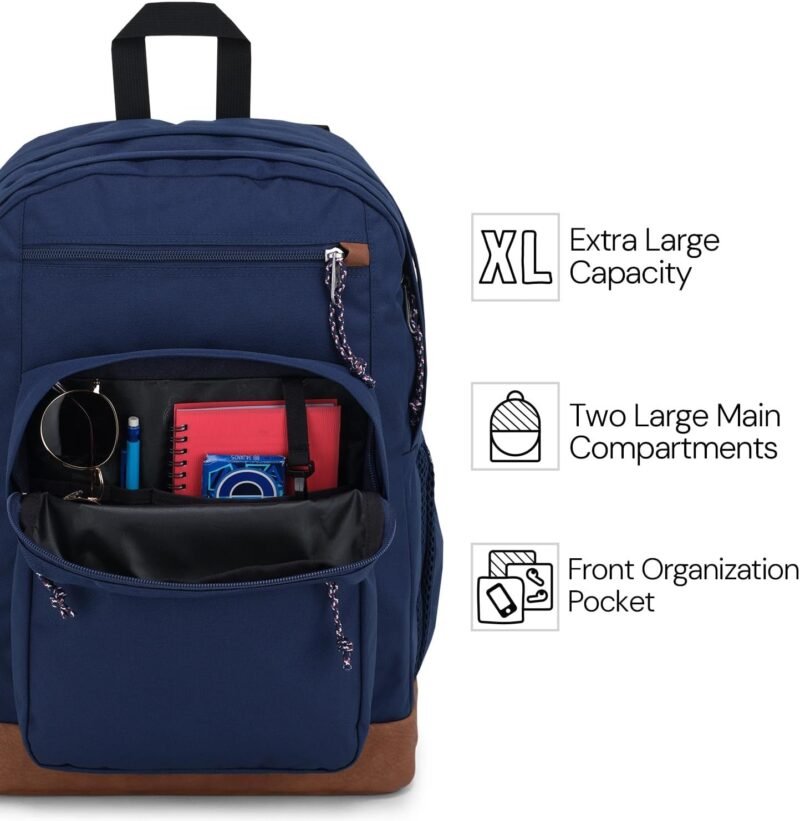 JanSport Cool Backpack, with 15-inch Laptop Sleeve - Large Computer Bag Rucksack with 2 Compartments, Ergonomic Straps, Navy - Image 4