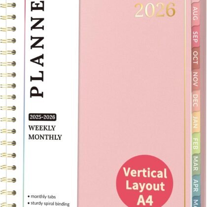 Teacher Planner 2025-2026, Forvencer Academic Planner from Jul 2025 - Jun 2026, 8.5"x11", Weekly & Monthly Calendar Planning Book with 7 Periods, School Lesson Agenda with Subjects, Pastel Teacher Student Supplies, Month Tabs, Pink