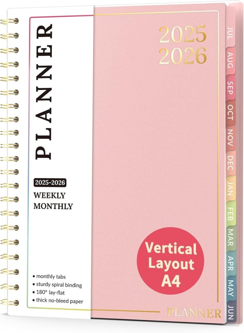 Teacher Planner 2025-2026, Forvencer Academic Planner from Jul 2025 - Jun 2026, 8.5"x11", Weekly & Monthly Calendar Planning Book with 7 Periods, School Lesson Agenda with Subjects, Pastel Teacher Student Supplies, Month Tabs, Pink