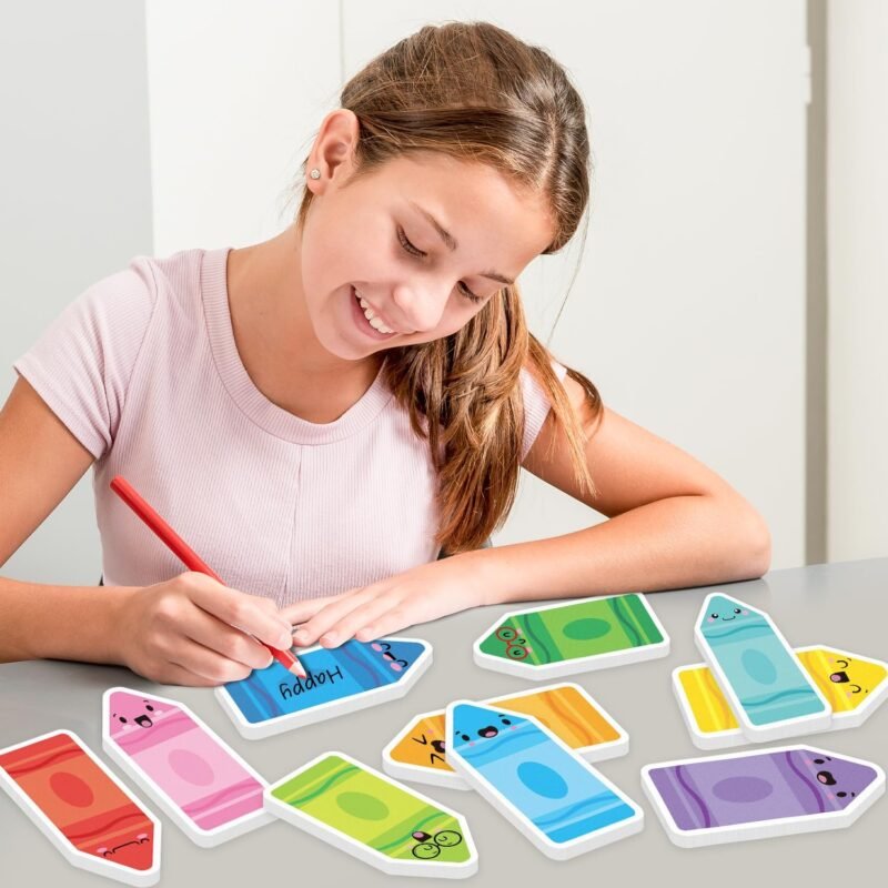 ANGOLIO 600Pcs Back to School Crayon Sticky Notes, Colorful Crayon Shape Stationery Set Self Sticky Memo Pads Page Marker for Birthday Party Favors Home Office School Supplies - Image 4