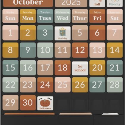 The Ultimate Classroom Calendar Pocket Chart for Kids - Beautiful Calendar with Educational Cards for Easy Learning - Fun Boho Classroom/Teacher Must Have Supplies That Fits Nicely w/Any School Decor