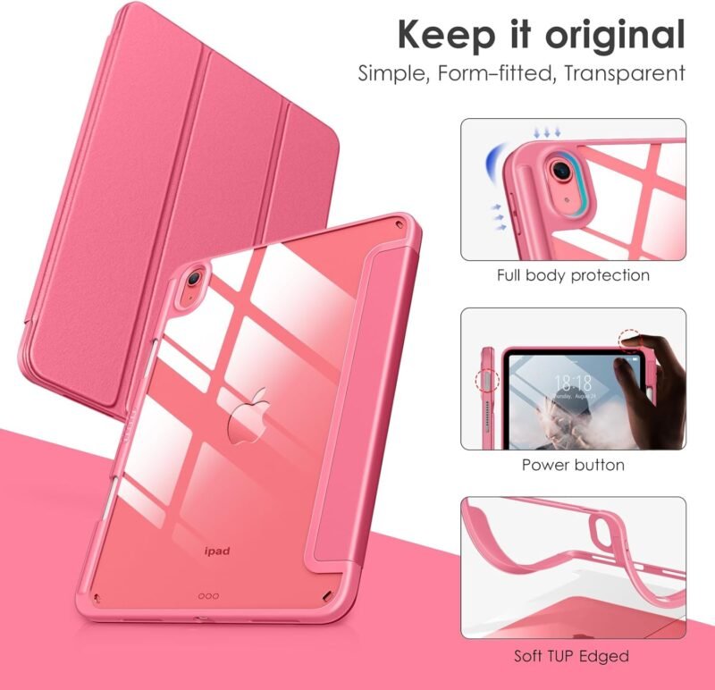 VIKESI Case for iPad (A16) 11-inch 2025 and iPad 10th Generation 10.9 Inch 2022, Clear Back and TPU Shockproof Frame Cover [Built-in Pencil Holder, Support Auto Sleep/Wake] - Watermelon - Image 3