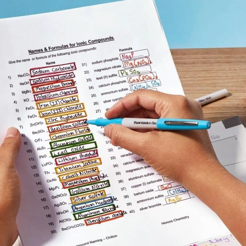 Paper Mate Flair Felt Tip Pens, 24 Vibrant Colors, Medium Point (0.7mm), 4 Unique Tip Styles, No-Bleed Ink for Students, Teachers & Back to School Supplies - Image 5