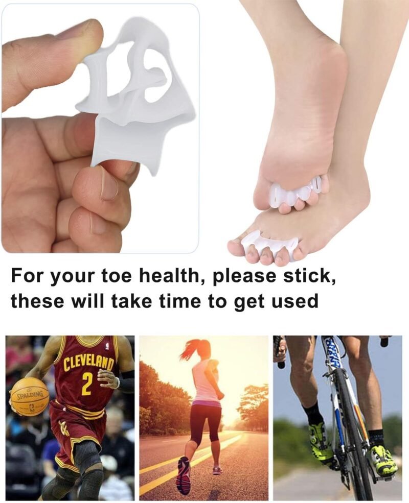 2Pairs Toe Separators Toe Spacers for Women Men to Correct Bunion, Relieve Feet Pain, Foot Alignment, Toe Straighteners for Hammertoes, Plantar Fasciitis (M, Women Shoe Size 9-12.5, Men: 7-11) - Image 6