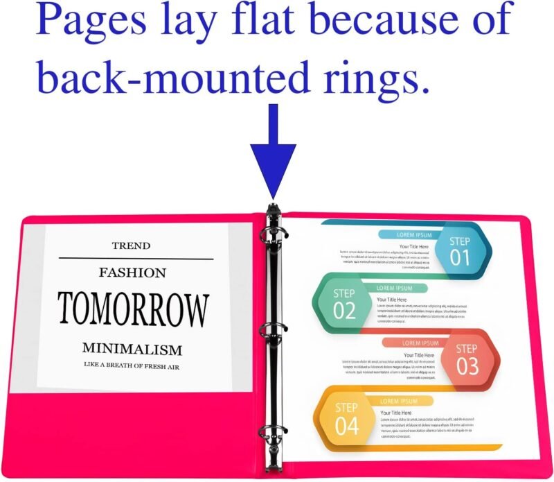 3 Ring Binders，1 Inch Binder, Round Ring Customizable Clearview Binder, for School, Home, Office, Pink, Blue, Green, Purple, Gray, Orange, 6Pack - Image 6
