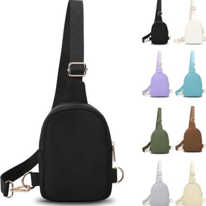 VOROLO Small Sling Bag For Men and Women，Crossbody Bags For Women with Ajustable Strap Trendy Cross body Bag Black