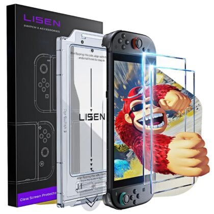 LISEN for Nintendo Switch 2 Screen Protector [2025 Upgrade] (ANTI-GLARE & Auto Alignment Kit) Screen Protector Switch2 Tempered Glass [Longest Durable] Full Coverage switch 2 pre order accessories, 2 Pack