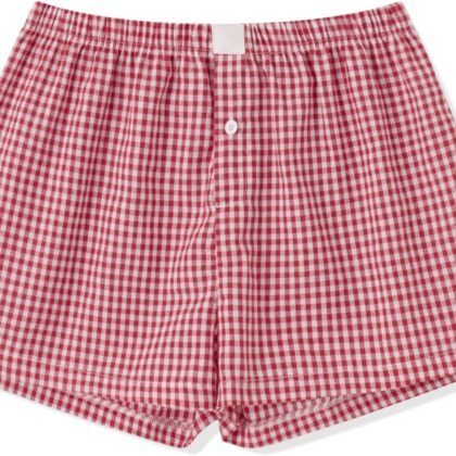 Womens Boxer Shorts Gingham Y2k Pajama Cute Plaid Striped Print Lounge Sleep Shorts
