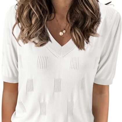 Arach&Cloz Women's Lightweight Summer Tops Casual Short Sleeve Blouses Shirts