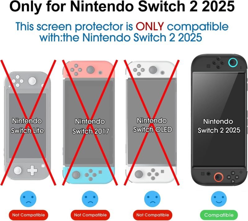 amFilm Auto-Alignment OneTouch for Nintendo Switch 2 Screen Protector [7.9''] 2025 Tempered Glass, Accessories, 30 seconds Installation, Bubble Free, Anti-Scratch, Touch Sensitive, Ultra-Clear [2Pack] - Image 2