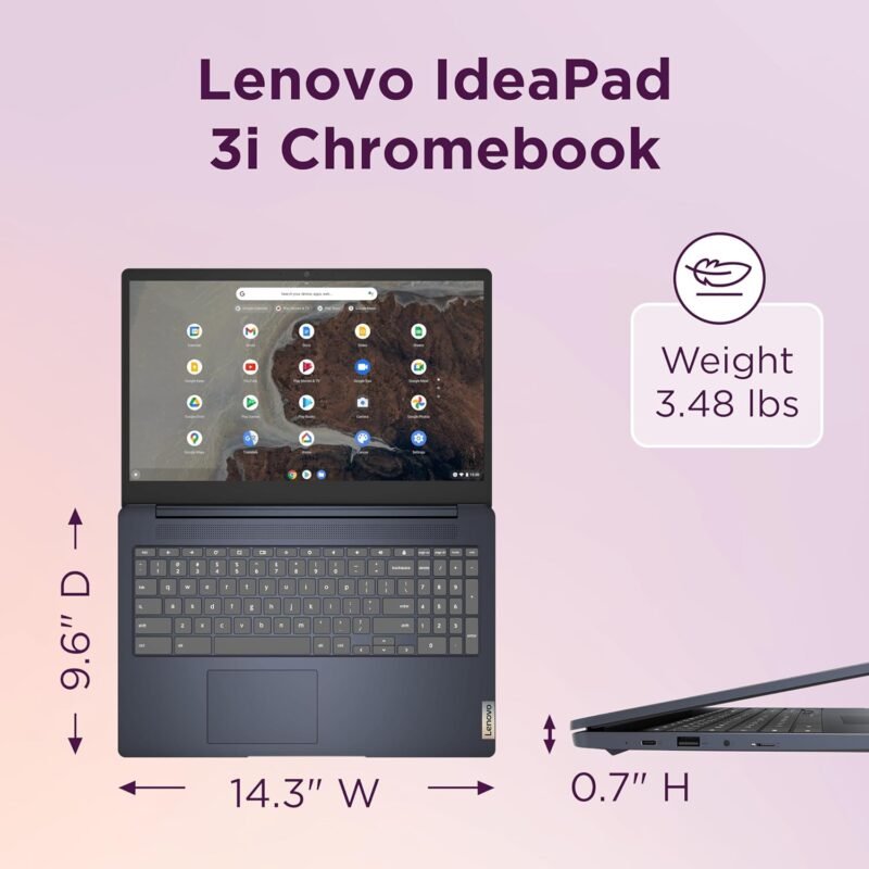 Lenovo IdeaPad 3i Chromebook, 15.6” FHD Display, Intel Celeron N4500, 8GB RAM, 64GB eMMC, 1920x1080 px, 720p Camera, Chrome OS, Abyss Blue - Image 7