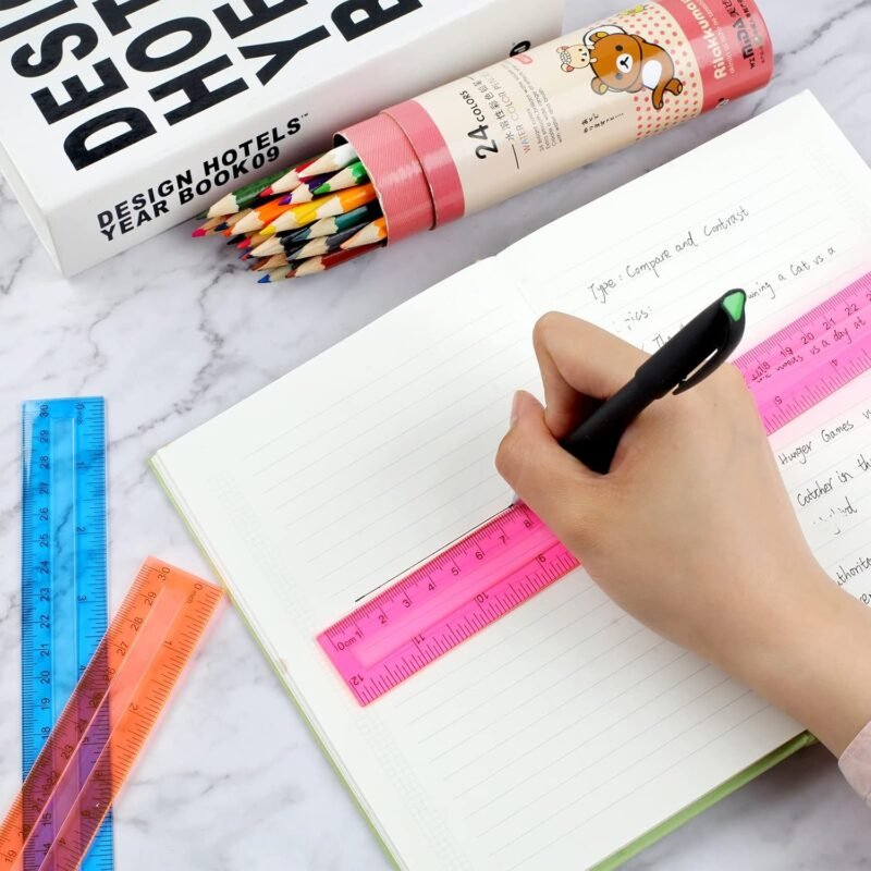 6PCS Clear Ruler, 12 Inch Plastic Rulers for School, Home, or Office, Clear Plastic Rulers, Assorted Colors. - Image 3