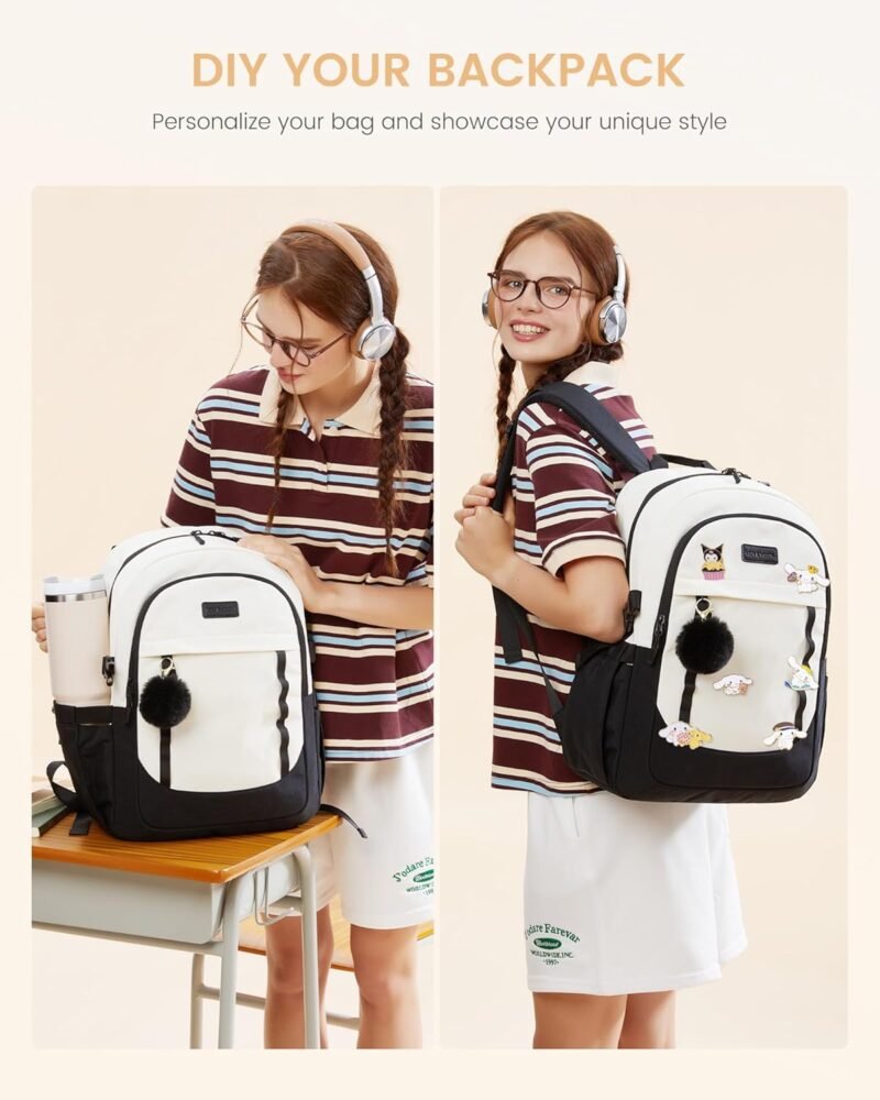 LOVEVOOK School Backpack for Teen Girl, Cute Student Bookbag Fits 15.6 Inch Laptop, Back to School Backpack Purse for Teenagers, Casual Daypack Kid Back Pack Travel Bag, Gift - Image 6