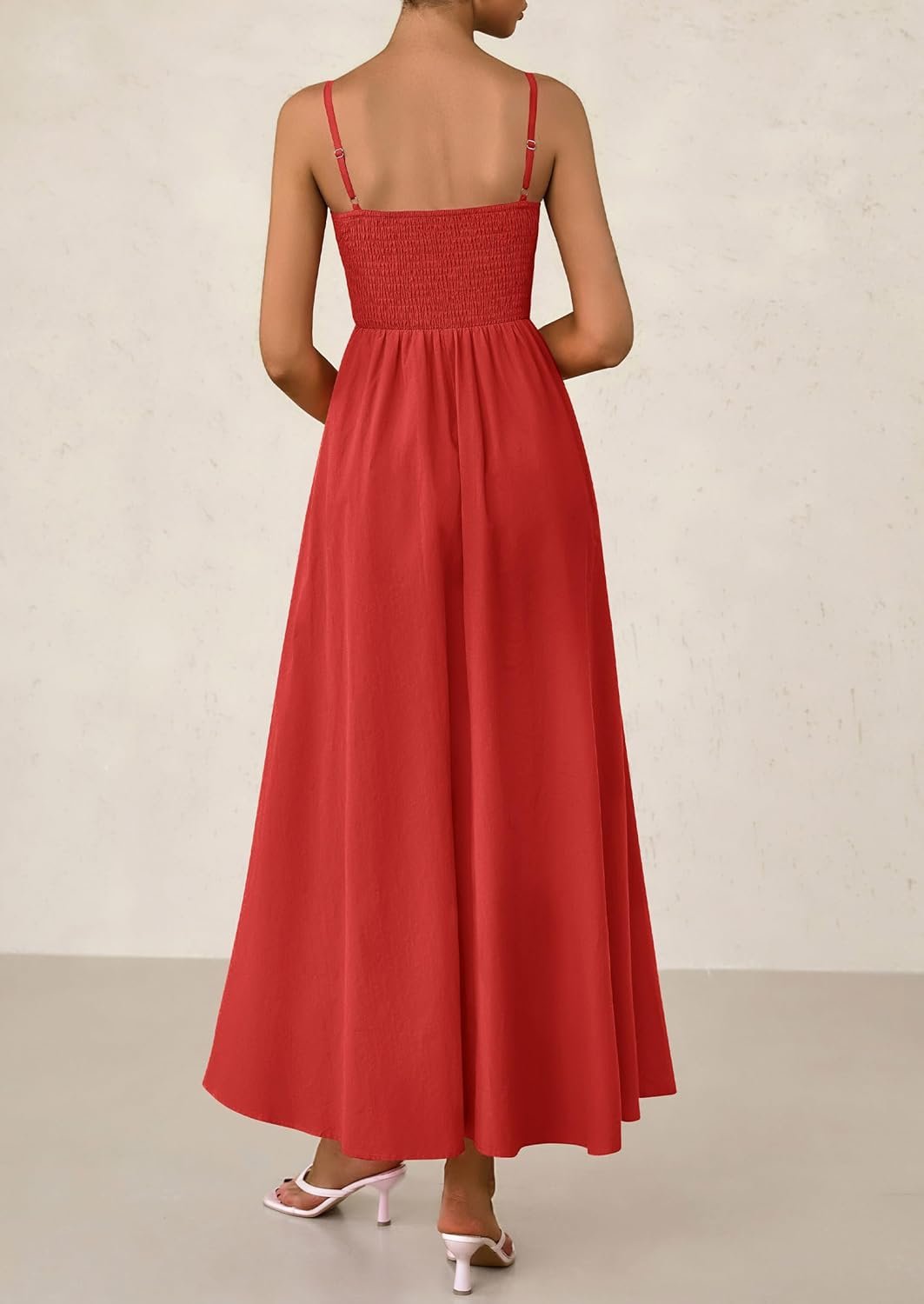 PRETTYGARDEN Women's Smocked Maxi Dresses 2025 Summer Beach Sundress Casual Spaghetti Strap Swing A Line Long Flowy Dress - Image 2