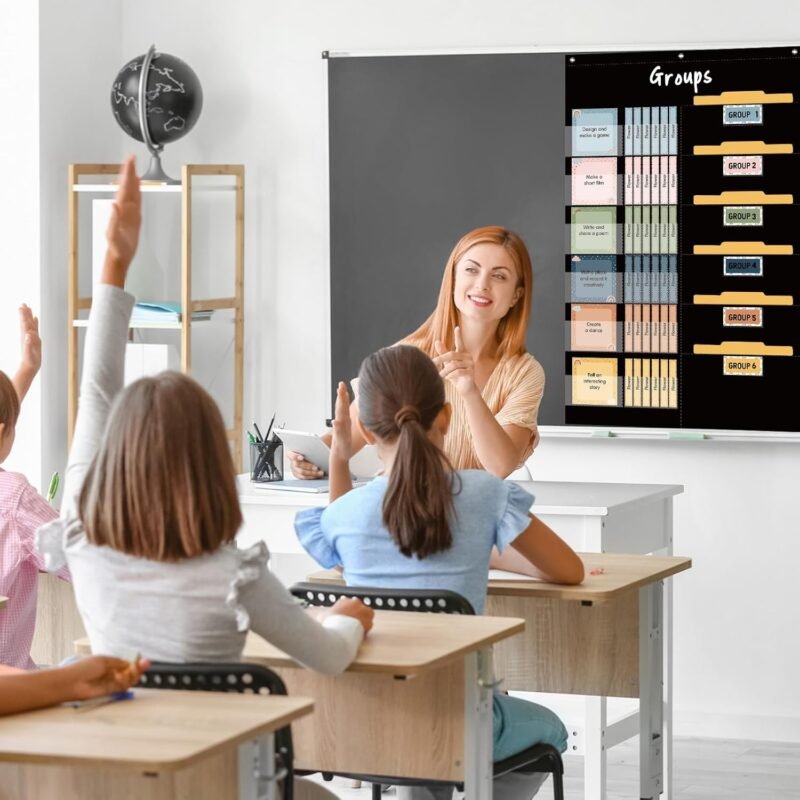 Pasimy Small Group Management Pocket Chart with 96 Cards Boho Classroom Jobs Chart Small Group Organizer and on Task for Elementary Middle High School Classroom Teacher Must Haves Supplies - Image 6