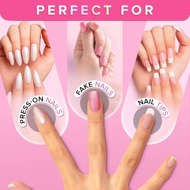Super Strong Nail Glue for Press On Nails, Nail Tips & Acrylic Nails (8ml) NYK1 NailBond Brush On Glue for Press Ons, Tips & Acrylics - Long Lasting, Maximum Strength, Mess-Free Application - Image 5