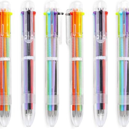 Hutou 24 Pack 0.5mm 6-in-1 Multicolor Ballpoint Pen 6 Colors Retractable Ballpoint Pens for Office School Supplies Students Children Gift, Kids Party Favors Pen(24 Pack)