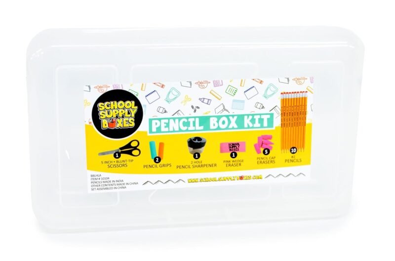 Back to School Supply Box Grades K-5 - School Supply Boxes - 32 Piece School Supplies Kit Includes Markers, Crayons, Pencils, Scissors, Folders, Glue Sticks, Notebook, and Composition Book - Image 7