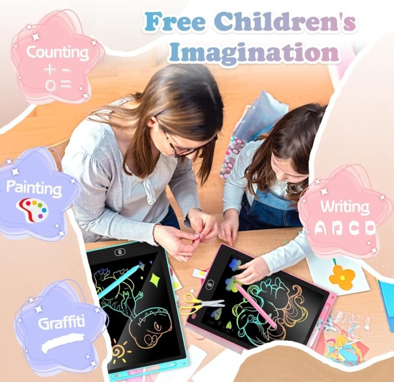 KTEBO® 2 Pack 10 Inch LCD Writing Tablet for Kids, Electronic Drawing Pad and Doodle Board for Ages 3-8, Birthday and Christmas Gifts for Boys and Girls (Pink & Blue) - Image 5