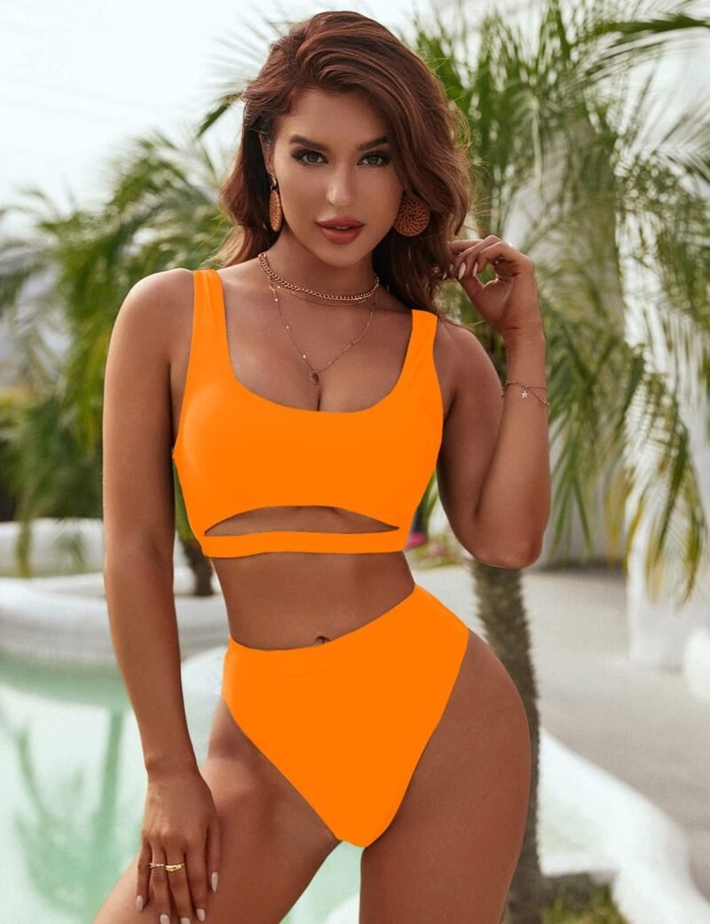 Blooming Jelly Women's High Waisted Bikini Sets High Cut Bathing Suits Two Piece Sporty Cut Out Swimsuits - Image 3
