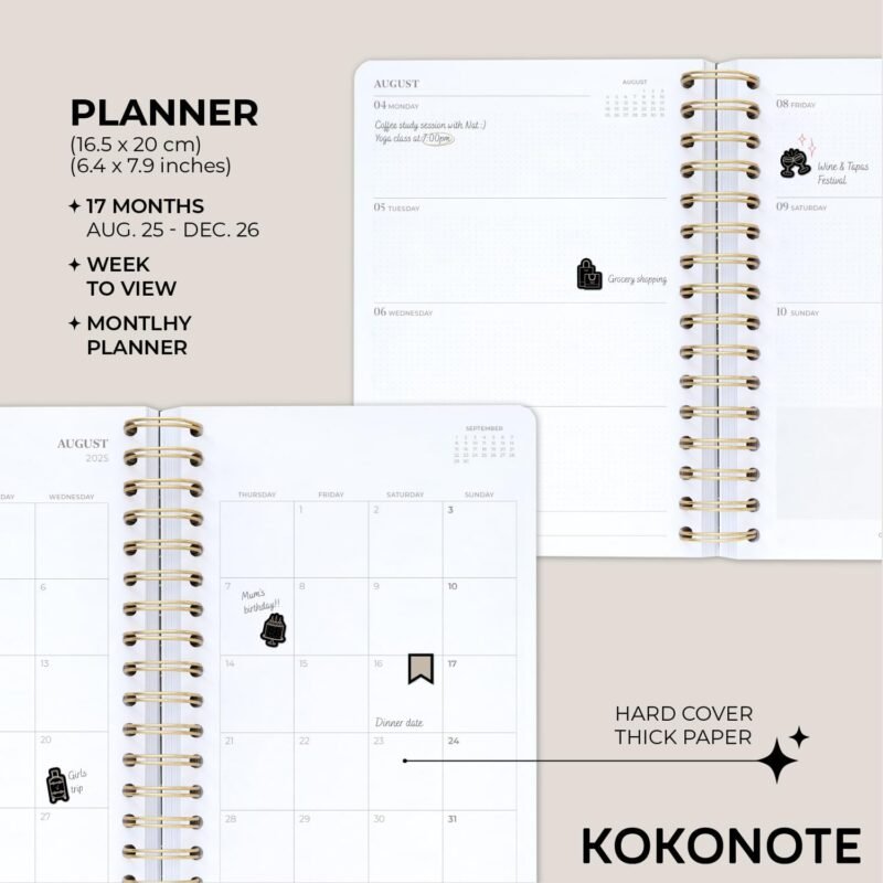 Planner 2025-2026 Gazette - Planner for Women 17 Month(Aug 25/ Dec 26) | Weekly & Monthly Academic planner 2025-2026 | 6.4" x 7.9" | Hardcover Agenda 2025 | Thick paper 120 g/m² - Image 2