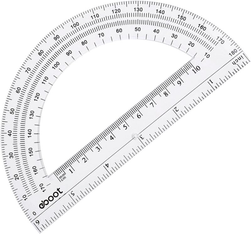 eBoot Plastic Protractor Protractor 180 Degrees, 4 Inch and 6 Inch, Clear, 2 Pieces - Image 3