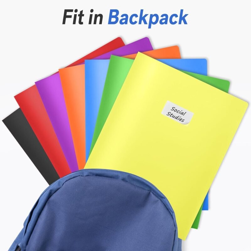 Sooez 7 Pack Folders with Pockets, Pocket Folders with Extra Labels, Plastic Folders with Pockets, 2 Pocket Folders Bulk, Heavy Duty File Folders, School Folders Business Folder Office Filing Supplies - Image 7