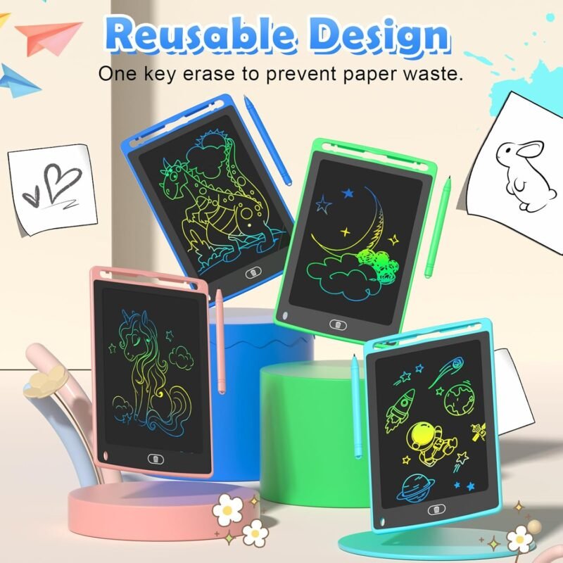 4 Pack LCD Writing Tablet for Kids, 8.5 Inch Colorful Doodle Board Drawing Tablet, Educational Learning Toys Birthday Gifts for Boys Girls Age 3 4 5 6 7 8 - Image 5
