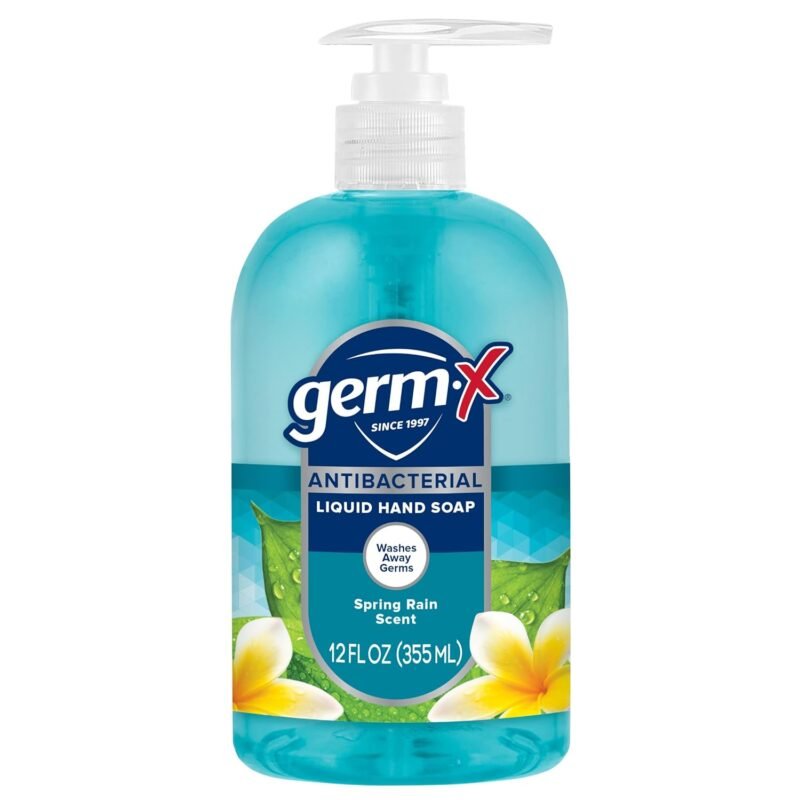 Germ-X Antibacterial Hand Soap, Moisturizing Liquid Hand Wash for Kitchen or Bathroom, pH Balanced & Dermatologist Tested, Back to School Supplies, Spring Rain, 12 oz Pump Bottle (Pack of 4) - Image 2