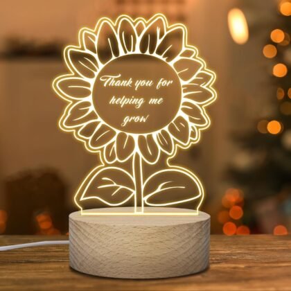 Teacher Appreciation Gifts Night Light - Thank You Graduation Gifts for Teacher Women Men Mentor Tutor Back to School Retirement Gift for Teachers Day Sunflower Acrylic Light
