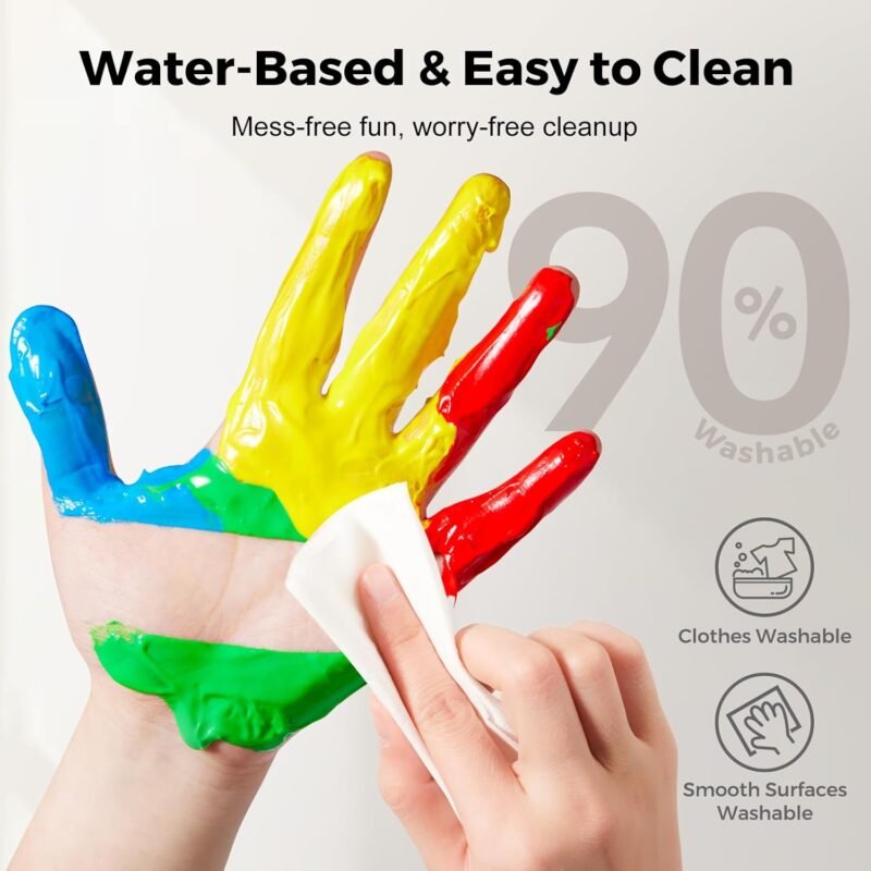 Jar Melo Washable Finger Paints for Toddlers, 10 Colors Large Capacity (2.1fl oz), Non Toxic Baby Paint for Hand and Feet, Safe Art Supplies, Preschool Learning Gifts for Kids Age 2+ - Image 5