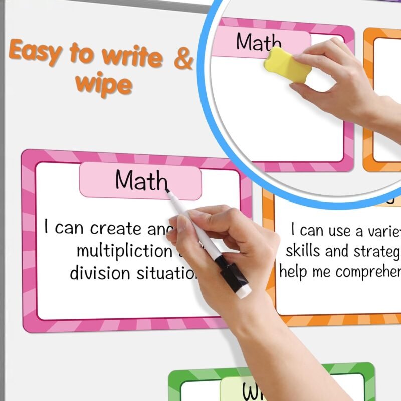 Auchq Magnetic Write ＆ Wipe Paper Organization Chart, Dry Erase Objectives Learning Magnets for Classroom Whiteboard, Great for Classroom Goals Targets, Including 6 Magnets. - Image 5