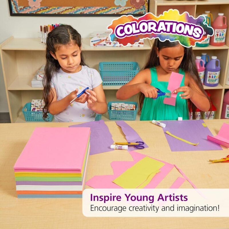 Colorations Construction Paper for Kids - 7 Bright Colors - 600 Bulk Sheets of 9"X12" - Assorted Pack of Heavy-Duty Craft Paper, Bulk School Supplies - Image 5