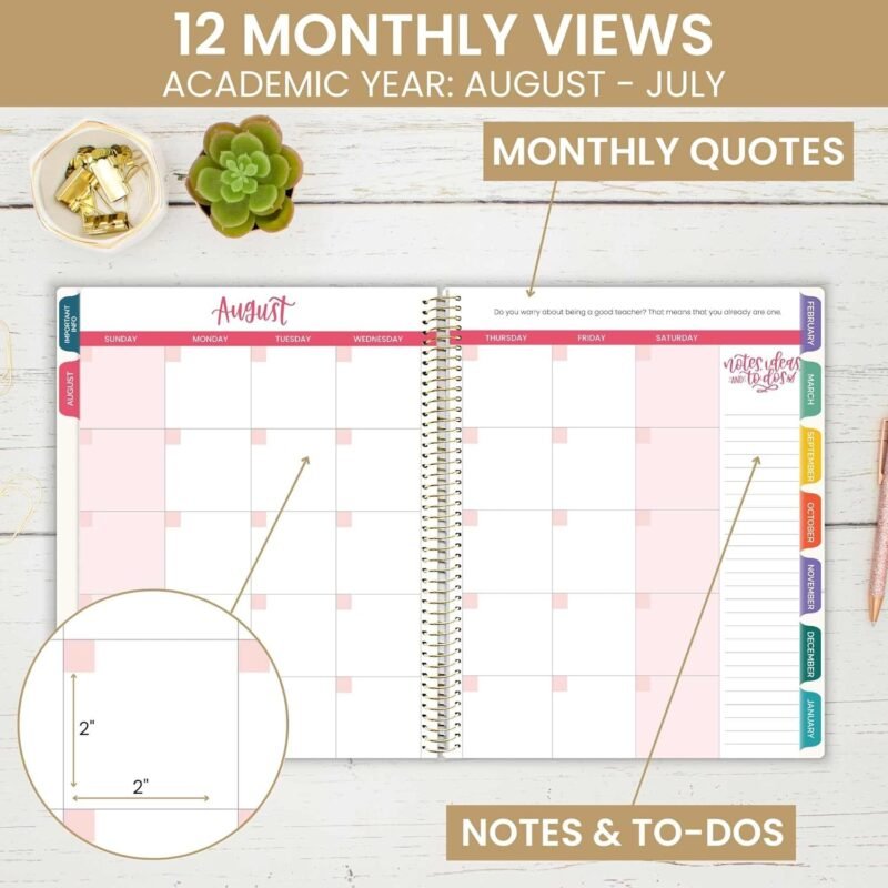 bloom daily planners Undated Academic Year Teacher Planner & Calendar - 7 Period Lesson Plan Organizer Book with Frosted Cover (9" x 11") (Interchangeable Cover) - Bold & Bright - Image 3