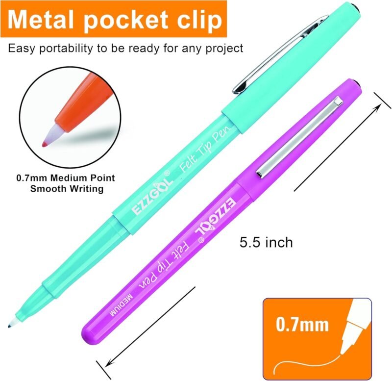 30 Colors Felt Tip Pens, 30 Pack, 0.7mm Premium Medium Fine Point, Felt Tip Markers For Valentines Day Gift Writing, Journal, Planner Coloring, Note Taking, Drawing, Art, School - Image 2