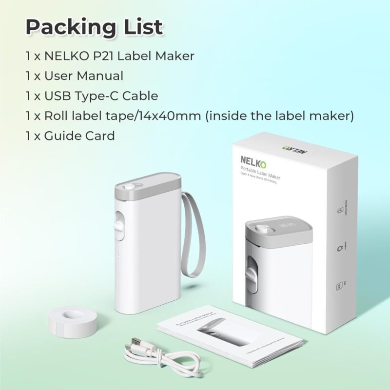 Nelko Label Maker Machine with Tape, P21 Bluetooth Label Printer, Wireless Mini Label Makers with Multiple Templates for School Office Home, White - Image 7