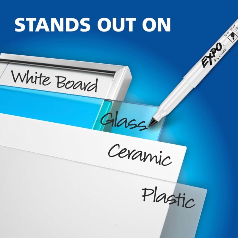 Expo Low-Odor Dry Erase Markers, Ultra-Fine Tip, Black, 4 Count - Image 7