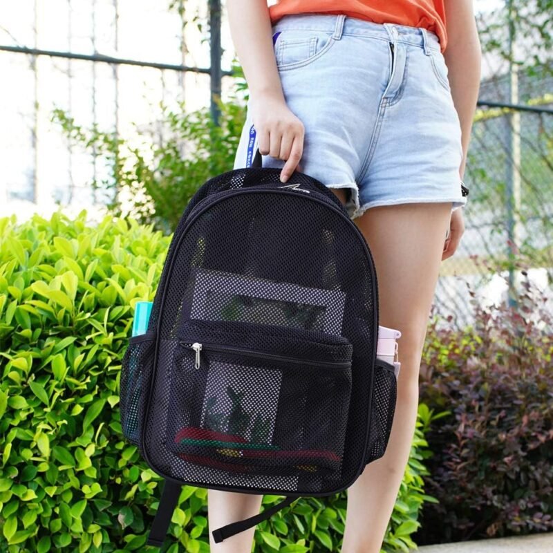 COVAX Heavy Duty Mesh Backpack, See Through College Backpack with Padded Shoulder Straps for Swimming, Outdoor Sports - Image 8