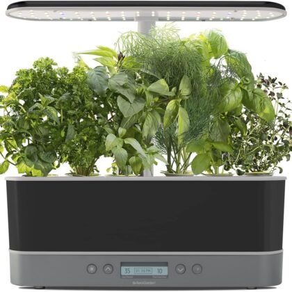 AeroGarden Harvest Elite Slim Indoor Garden Hydroponic System with LED Grow Light and Herb Kit, Holds up to 6 Pods, Platinum